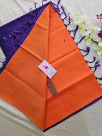 Orange with Violet Handwoven Chinnalampattu Saree