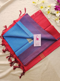 Blue with Red Border Handwoven Chinnalampattu Saree