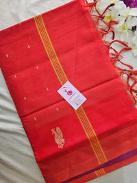 Orange with Pink Handwoven Chinnalampattu Saree