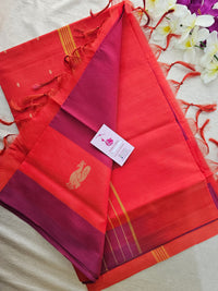 Orange with Pink Handwoven Chinnalampattu Saree