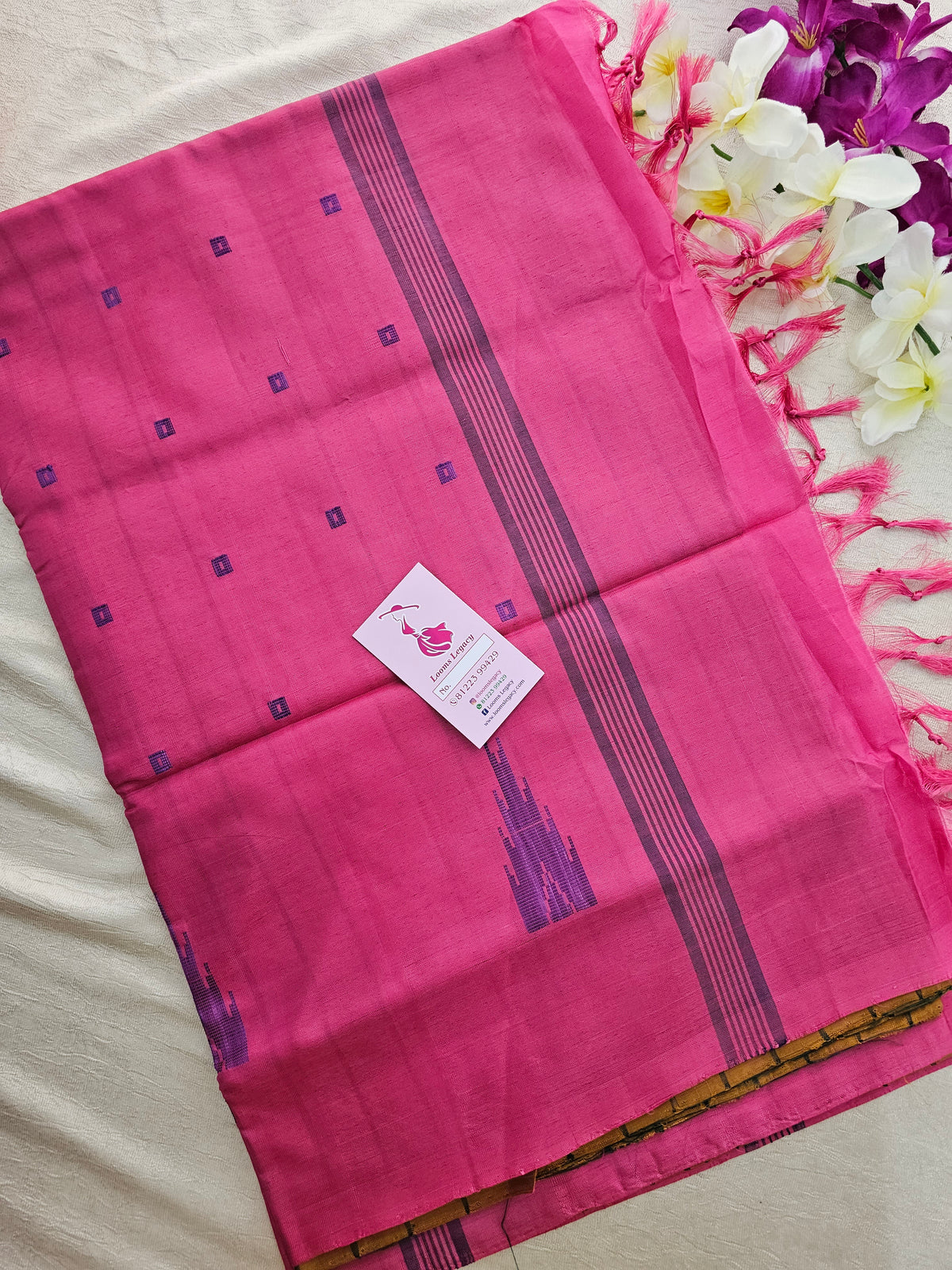 Mustard Yellow Stripes with Pink Handwoven Chinnalampattu Saree