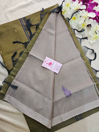 Beige with Mehindi Green Handwoven Chinnalampattu Saree