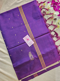 Beige with Dark Dual Shade Purple  Handwoven Chinnalampattu Saree