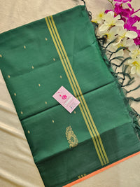 Peach with Green Handwoven Chinnalampattu Saree