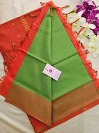 Green with Orange  Handwoven Chinnalampattu Saree