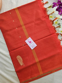 Green with Orange  Handwoven Chinnalampattu Saree