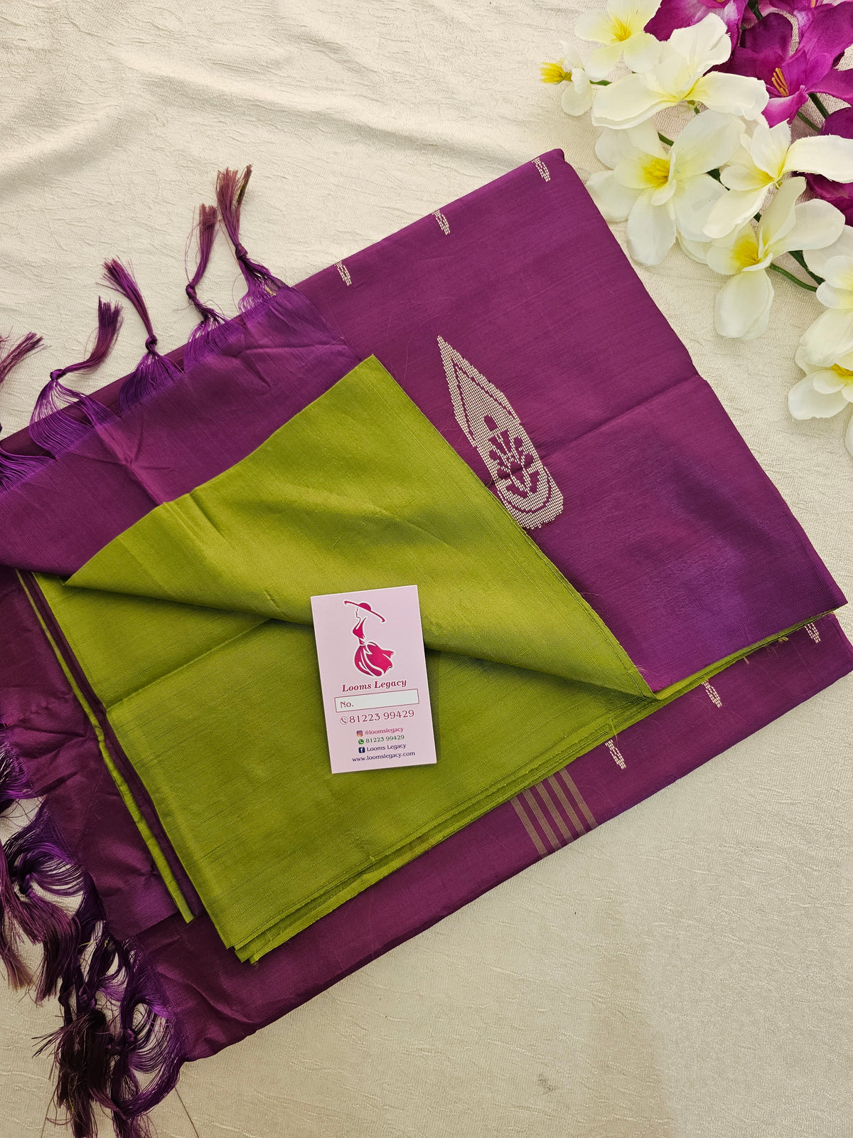 Green with Purple Handwoven Chinnalampattu Saree