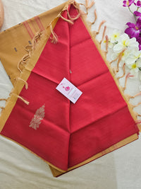 Red with Dark Cream Shade Handwoven Chinnalampattu Saree