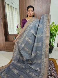 Bhagalpuri Silk Viscous with Batik Prints - Grey