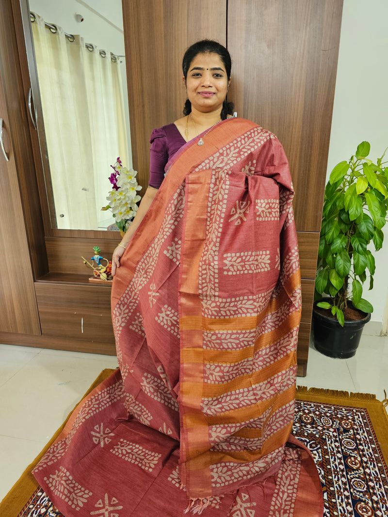 Bhagalpuri Silk Viscous with Batik Prints - Onion Pink