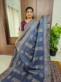 Bhagalpuri Silk Viscous with Batik Prints - Dark Grey