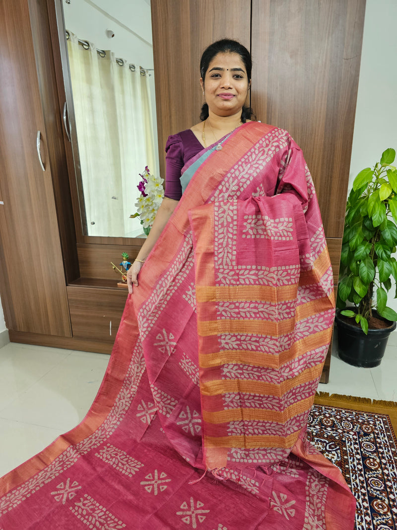 Bhagalpuri Silk Viscous with Batik Prints - Pink