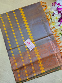 Green with Bluish Orange Chinnalampattu Long Border Saree