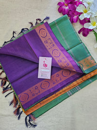 Purple with Green Chinnalampattu Long Border Saree