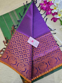 Purple with Green Chinnalampattu Long Border Saree