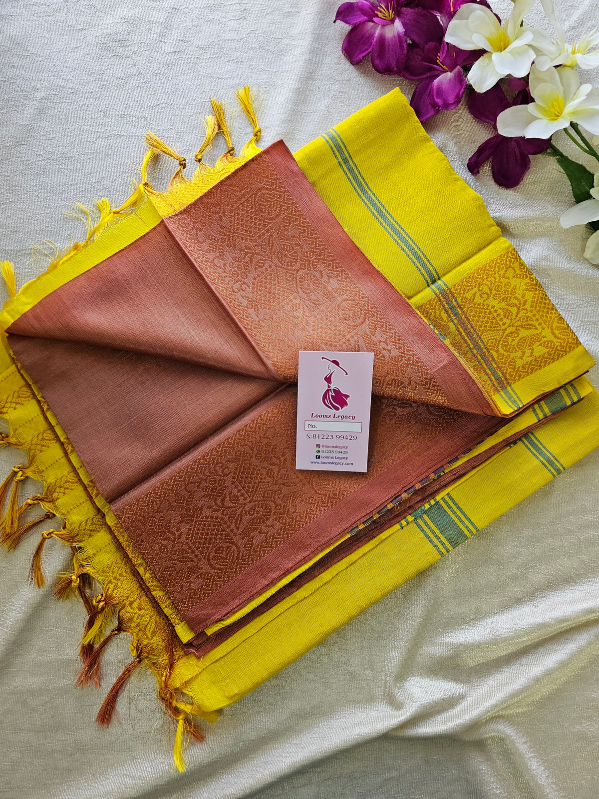 Onion Pink with Yellow Chinnalampattu Long Border Saree