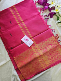 Peacock Blue  with Pink Chinnalampattu Long Border Saree