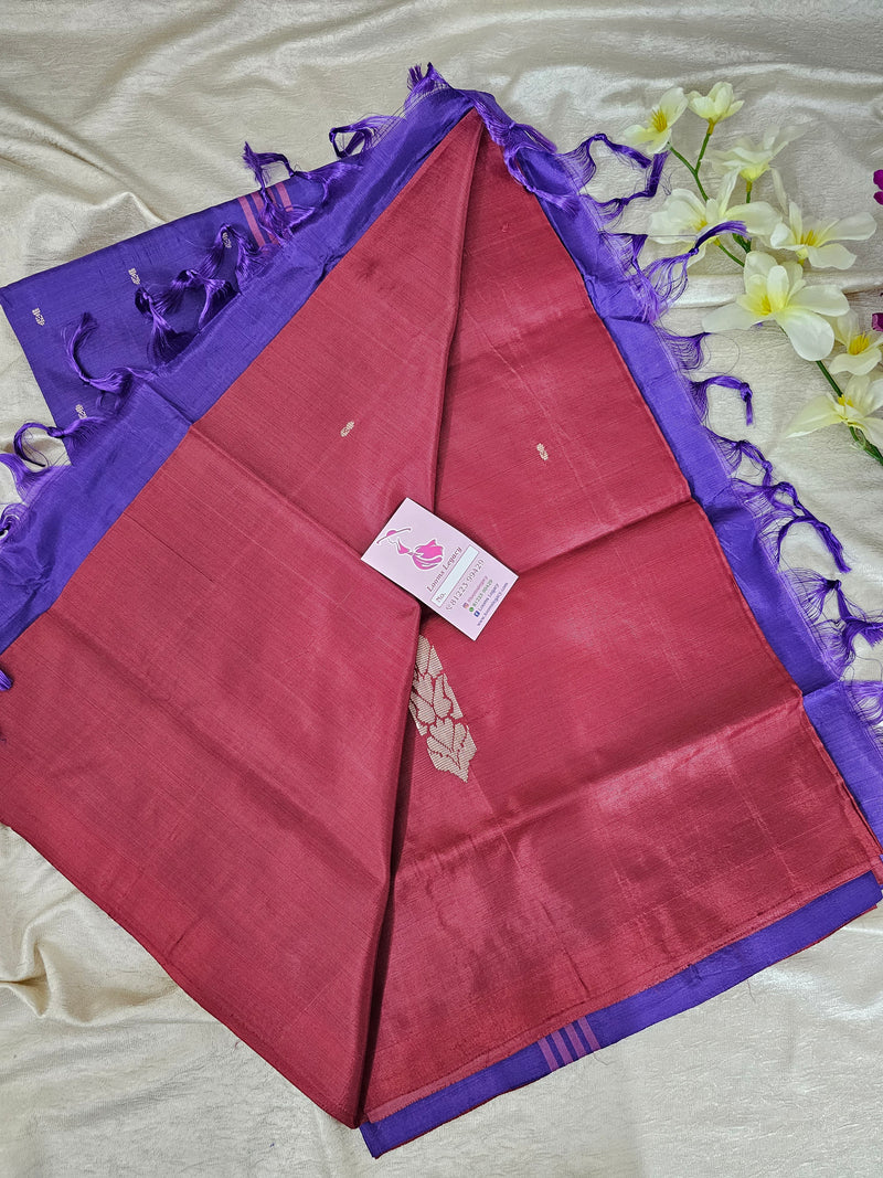 Marron with Violet Handwoven Chinnalampattu Saree