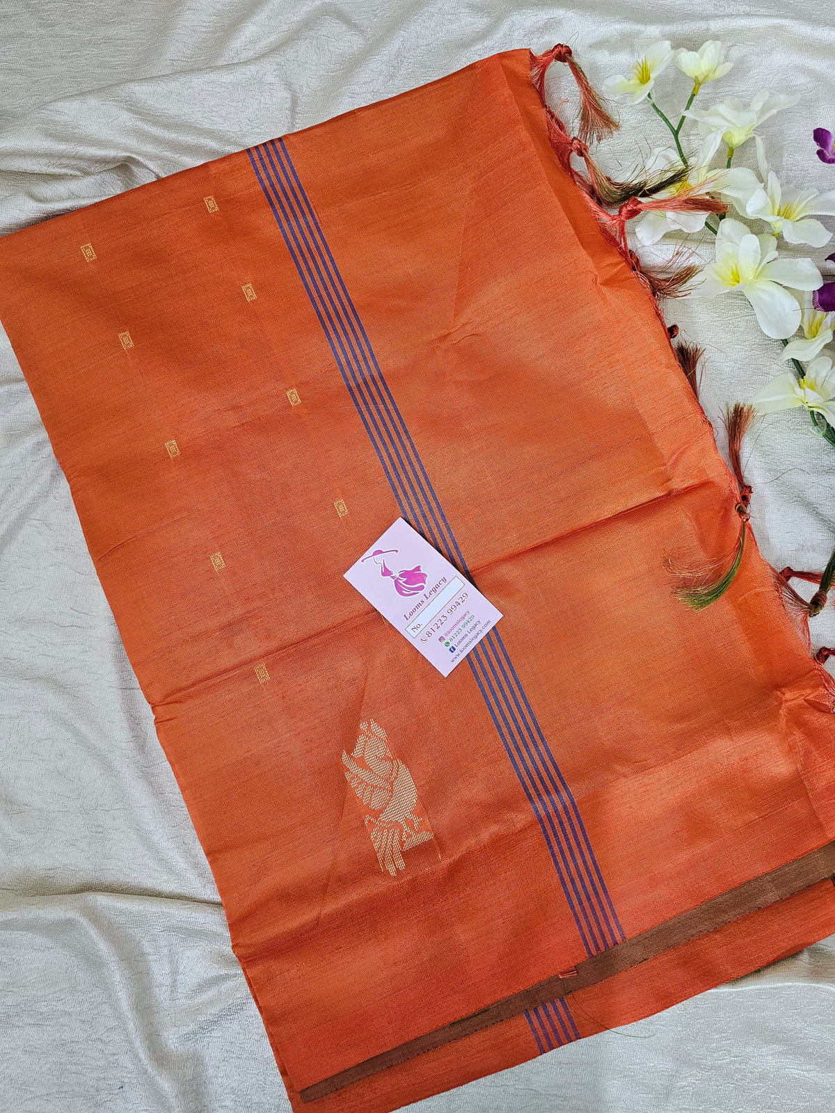 Green with Orange Handwoven Chinnalampattu Saree