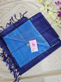 Blue with Navy Blue Handwoven Chinnalampattu Saree