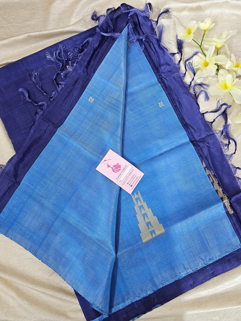 Blue with Navy Blue Handwoven Chinnalampattu Saree