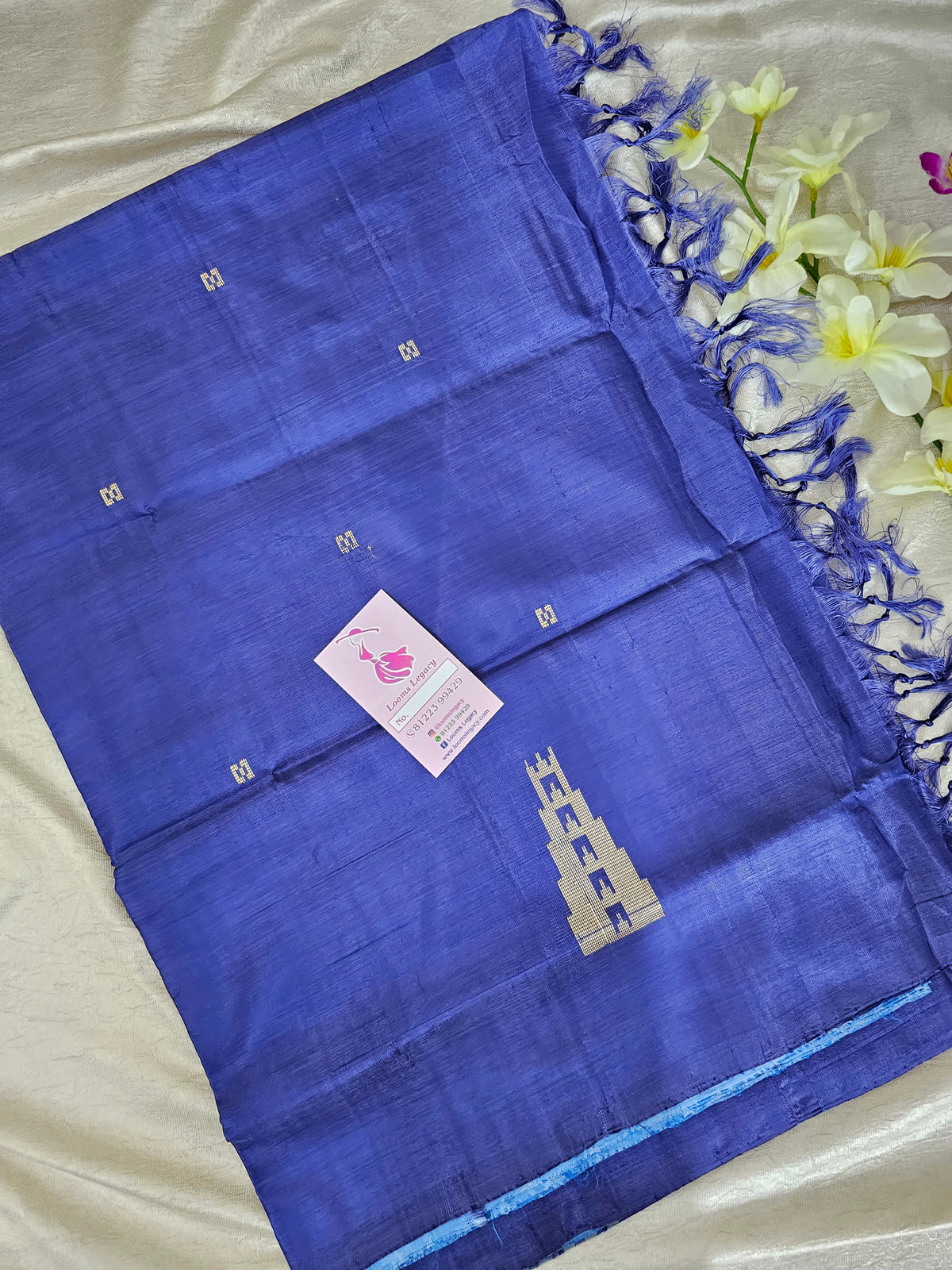 Blue with Navy Blue Handwoven Chinnalampattu Saree