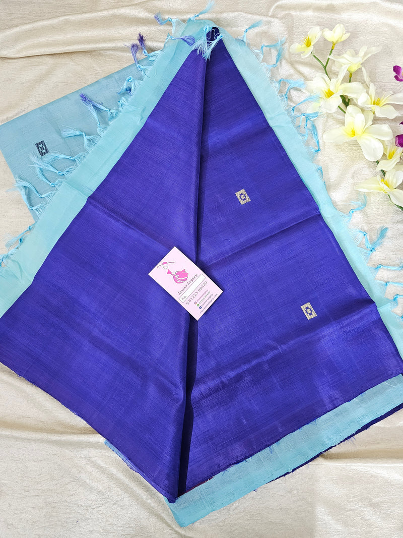 Dark Blue with Pastel Blue  Handwoven Chinnalampattu Saree