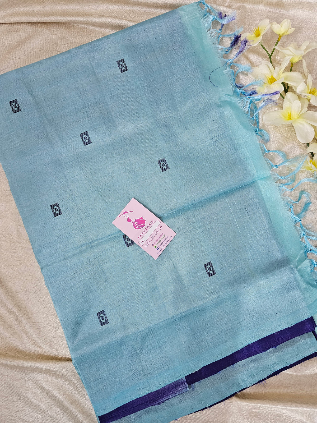 Dark Blue with Pastel Blue  Handwoven Chinnalampattu Saree