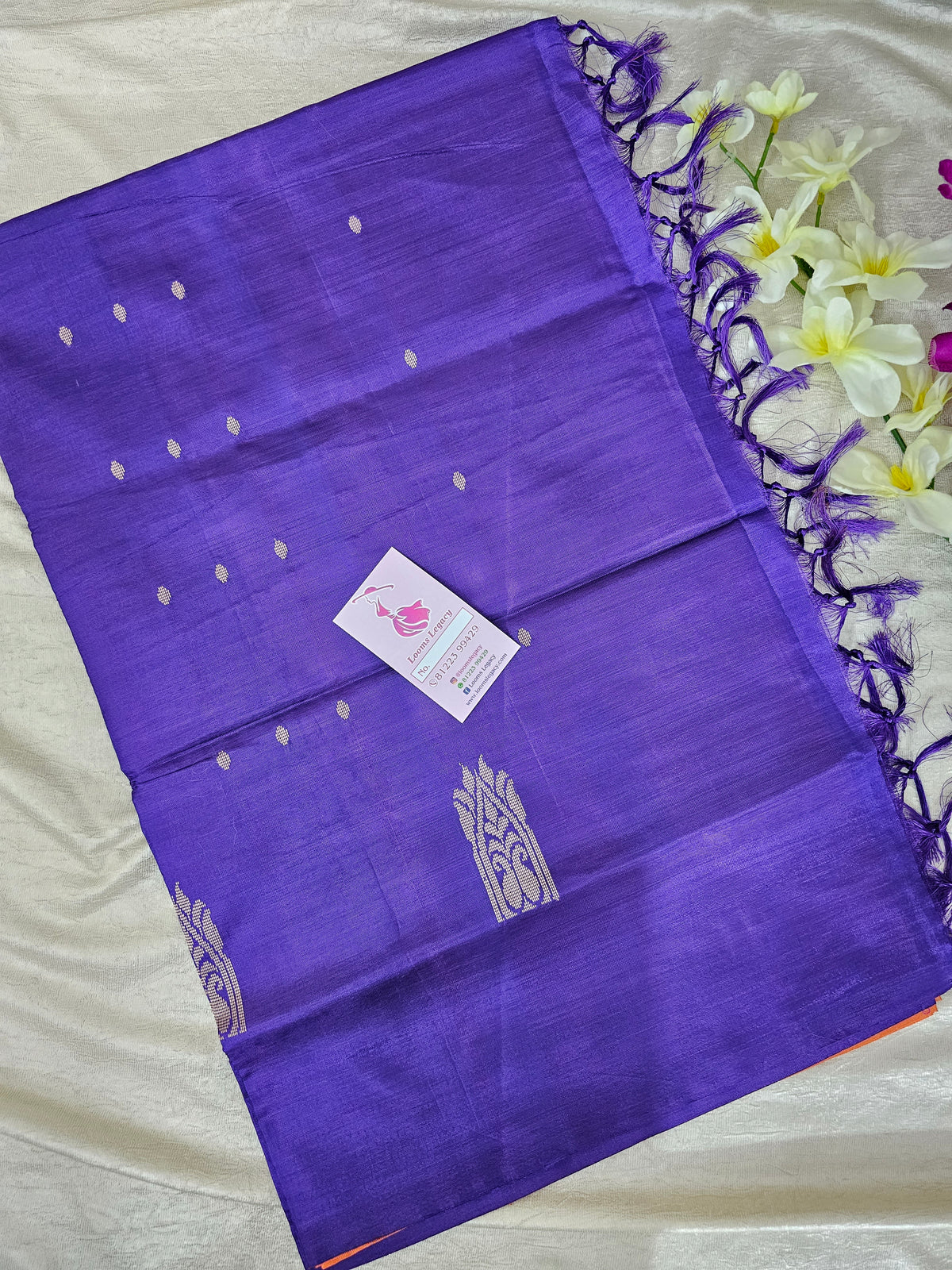 Orange with Violet Handwoven Chinnalampattu Saree