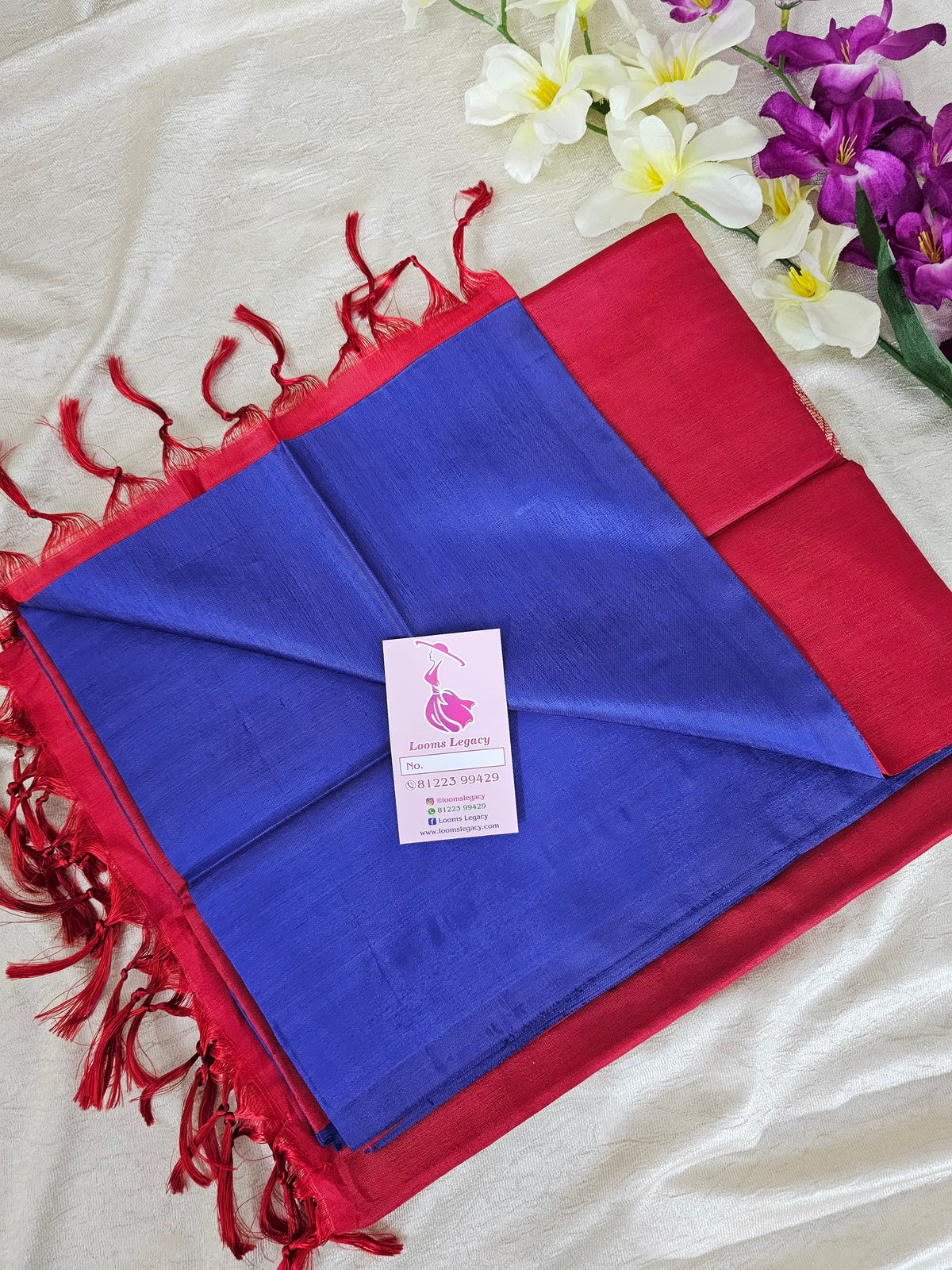 Blue with Red  Handwoven Chinnalampattu Saree