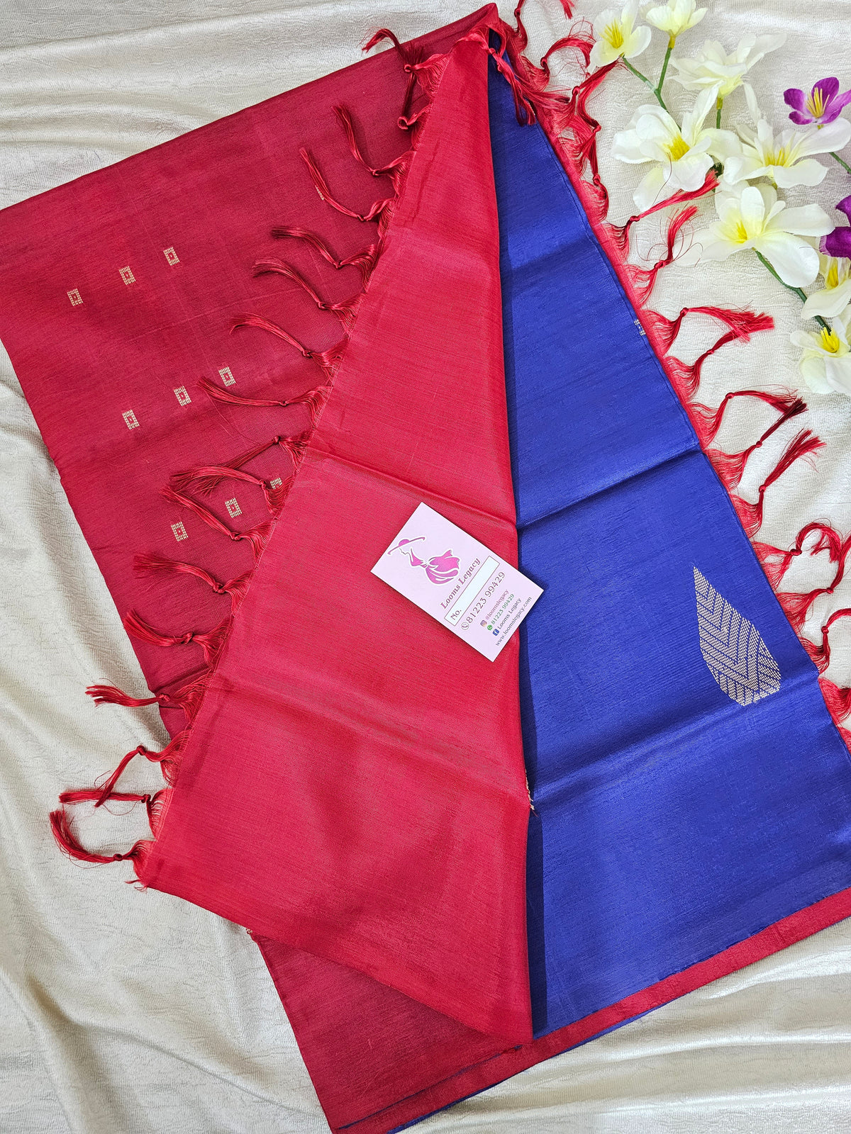 Blue with Red  Handwoven Chinnalampattu Saree