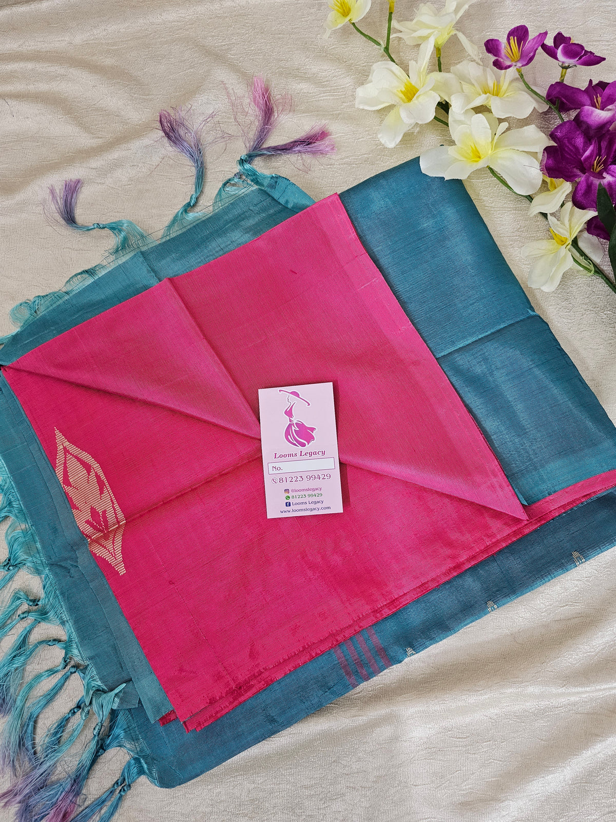 Pink with Sea Green Handwoven Chinnalampattu Saree