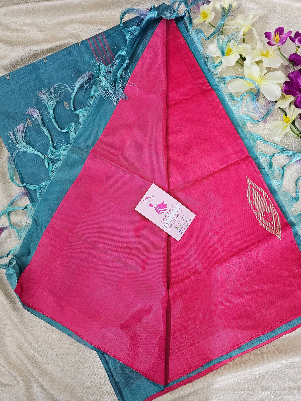 Pink with Sea Green Handwoven Chinnalampattu Saree