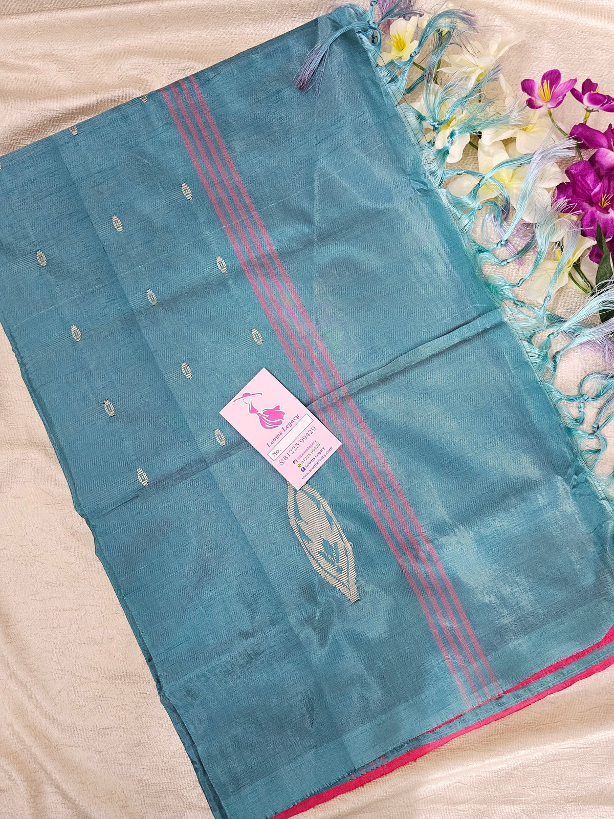 Pink with Sea Green Handwoven Chinnalampattu Saree