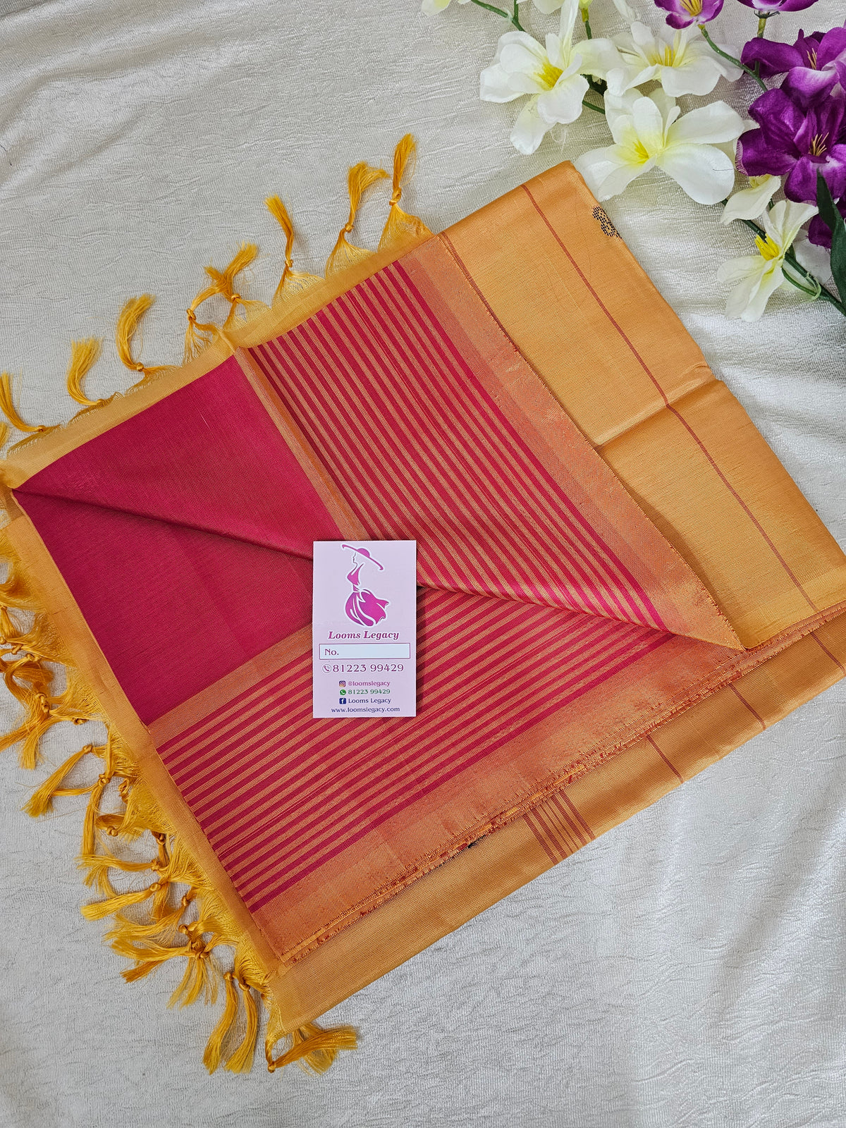 Pink with Dark Sandal Border Handwoven Chinnalampattu Saree