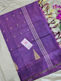 Green with Purple Stripe Border Handwoven Chinnalampattu Saree