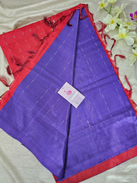 Violet with Red Handwoven Chinnalampattu Saree