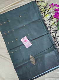 Pastel Blue with Dark Green Handwoven Chinnalampattu Saree