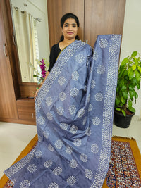 Bhagalpuri Silk Viscous with Batik Prints -  Grey