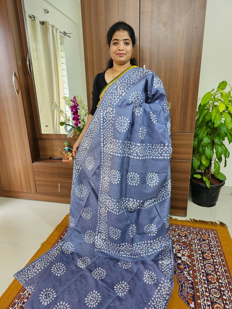 Bhagalpuri Silk Viscous with Batik Prints -  Grey