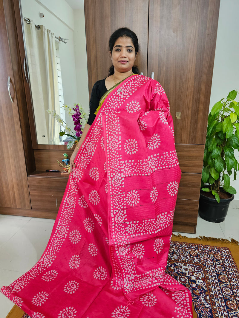 Bhagalpuri Silk Viscous with Batik Prints -  Pink