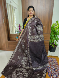 Bhagalpuri Silk Viscous with Batik Prints - Dark Brown