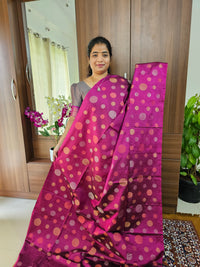 Trending Kanjivaram Pattern Coin Buttas Pure Handloom Soft Silk Saree -  Magenta Pink with Violet