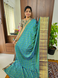 Soft Patola Sarees Kanjivaram  Pattern Long Border-  Blue