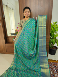 Soft Patola Sarees Kanjivaram  Pattern Long Border-  Green