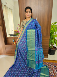 Soft Patola Sarees Kanjivaram  Pattern Long Border- Dark  Blue