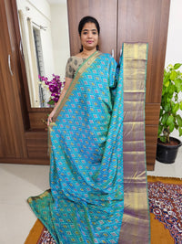 Soft Patola Sarees with Long Border - Blue with Purple