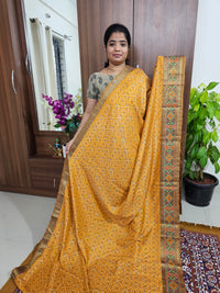 Soft Patola Sarees with Small Border - Yellow with Brown