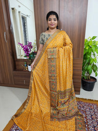 Soft Patola Sarees with Small Border - Yellow with Brown