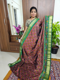 Soft Patola Sarees with Small Border - Maroon with Green